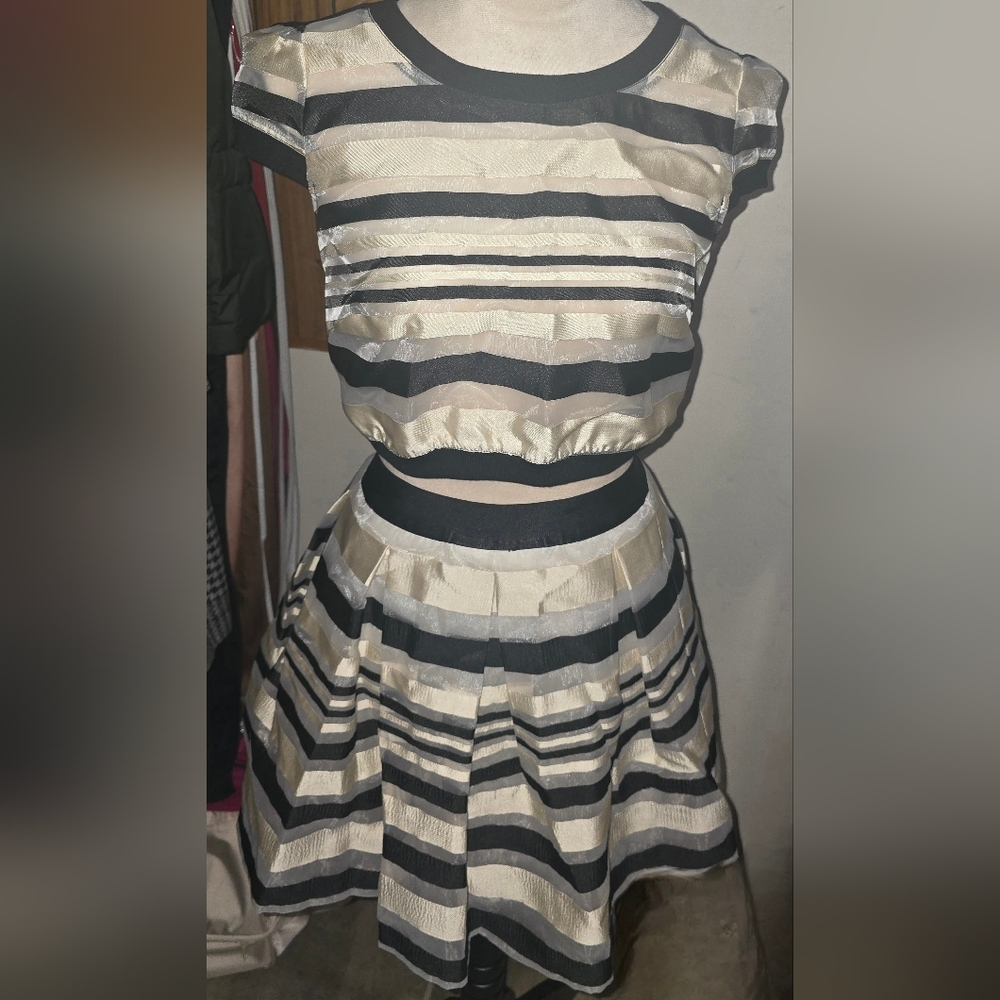 2 Piece Bebe Classic Black and white skirt and top
